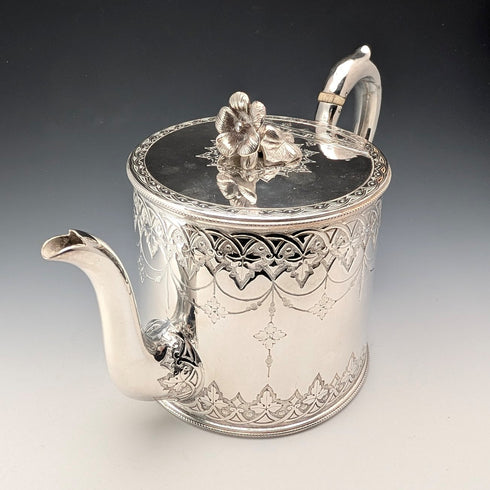 英國古董維多利亞鍍銀鼓茶壺 3 件套 WILLIAM HOWE
